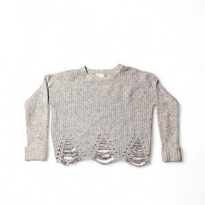 Kaisely Distressed Knit Sweater Gray Men’s L Cropped Raw Hem